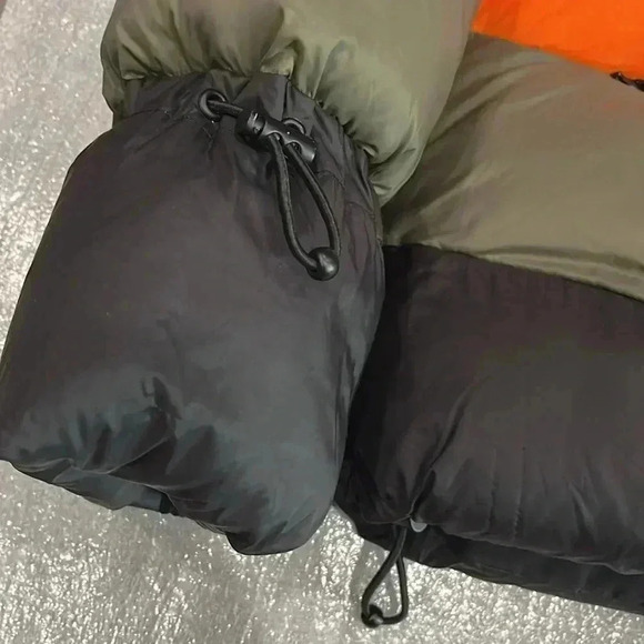 [S] Zara short puffer coat black orange green quilted color  blocking - Picture 5 of 12